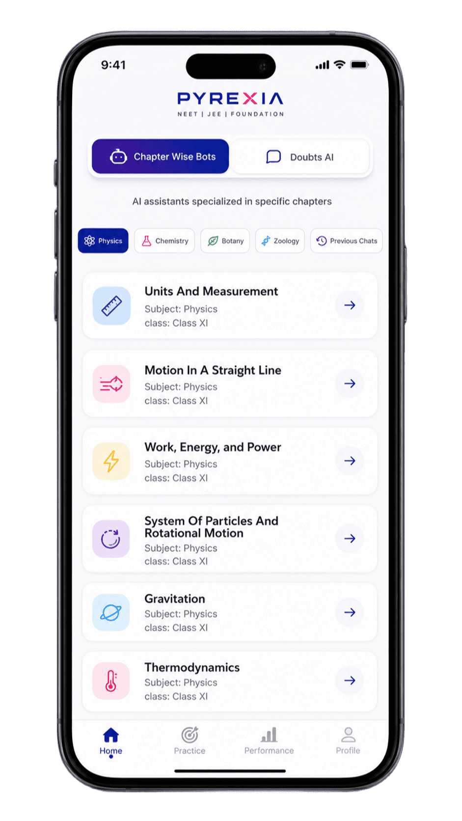 Pyrexia custom test builder, create your own NEET UG practice tests